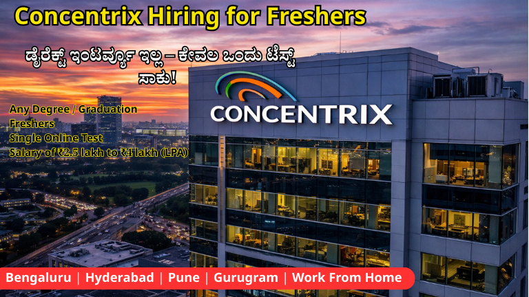 Concentrix ನಲ್ಲಿ ಫ್ರೆಶರ್‌ಗಳಿಗೆ ಜಾಬ್ ಅವಕಾಶ: ಡೈರೆಕ್ಟ್ ಇಂಟರ್ವ್ಯೂ ಇಲ್ಲ, ಕೇವಲ ಒಂದು ಟೆಸ್ಟ್ ಸಾಕು!