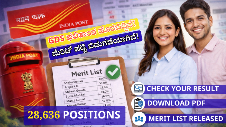 India Post GDS Result 2026 ಪ್ರಕಟ: 28,636 ಹುದ್ದೆಗಳ ಮೆరిట್ ಲಿಸ್ಟ್ ಬಿಡುಗಡೆ – ನಿಮ್ಮ ಹೆಸರು ಇದೆಯೇ ಚೆಕ್ ಮಾಡಿ!